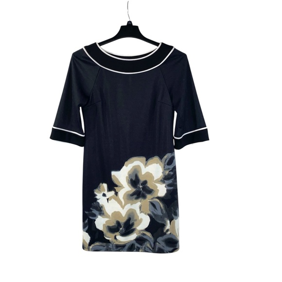 New Directions Women’s Dress Size 8 Black & White Floral A-Line Knee Length - Picture 1 of 4